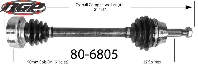 Aftermarket Complete CV Drive Axle - Driver's Side (Left) - Mk1 1974 to 1984, Mk2 w/ 90mm axle