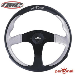 Personal - Steering Wheel - Pole Position - Black Leather & Silver - 330mm / 350mm