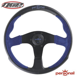 Personal - Steering Wheel - Pole Position - Black Leather & Blue Suede - 330mm / 350mm