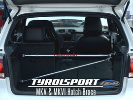 Tyrolsport VW Mk5 & Mk6 Stage 2 Aluminum Rear Hatch Brace Upgrade - Mk5 GTI, Rabbit, Mk6 Golf, GTI, Golf R