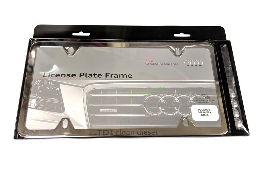 Audi TDI Clean Diesel Polished Stainless Steel License Plate Frame - Slim